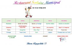 MENU DU 14 AU 18 MAI 2018