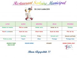 MENU DU 2 AU 6 JUILLET
