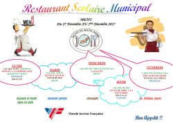 MENU DU 27 NOVEMBRE AU 1ER DECEMBRE