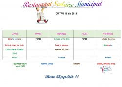 MENU DU 7 AU 11 MAI 2018