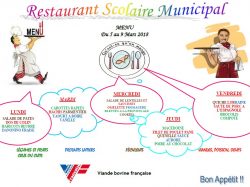 menu du 5 au 9 mars 2018