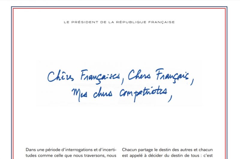 Lettre du Président de la République aux Français - 14 janv 2019