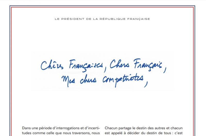 Lettre du Président de la République aux Français - 14 janv 2019