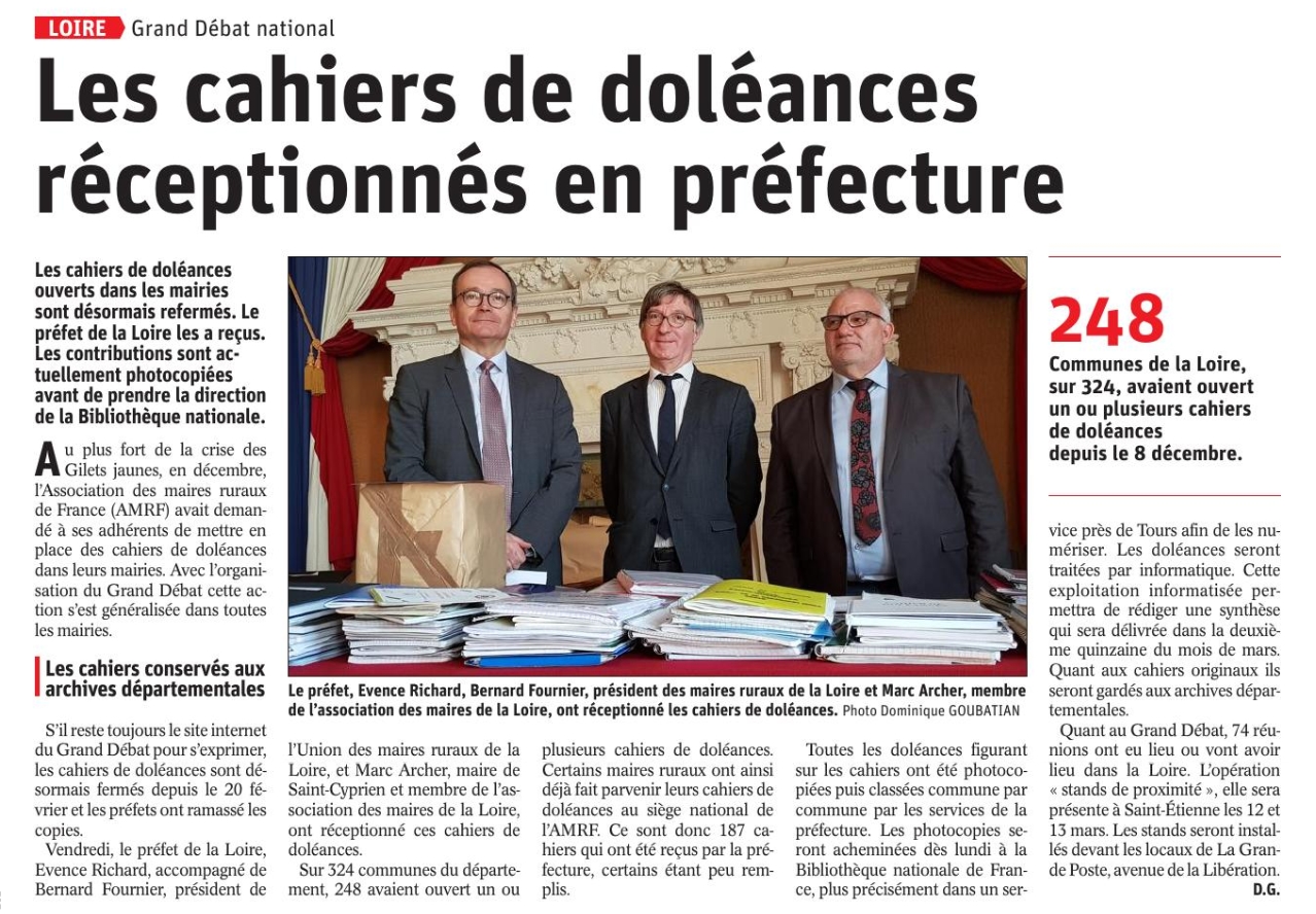 cahier doléance remise