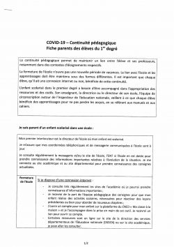 COVID 19 - continuité pédagogique -1