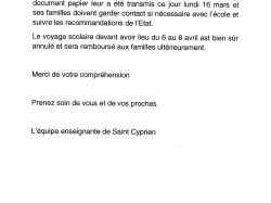 Information parents – équipe enseignante