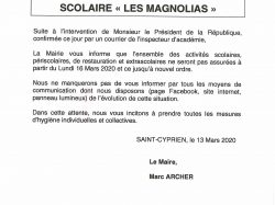 communiqué écoles