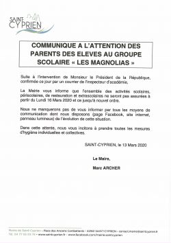 communiqué écoles