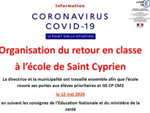 [COVID-19] INFORMATIONS sur l’organisation du retour en classe