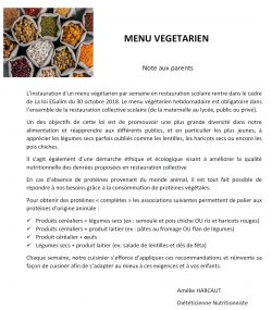 menu végétarien