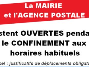 [COVID-19] La Mairie et l’Agence postale restent ouvertes pendant le confinement