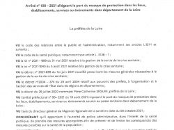 arrêté signé allègement port masque -page 1