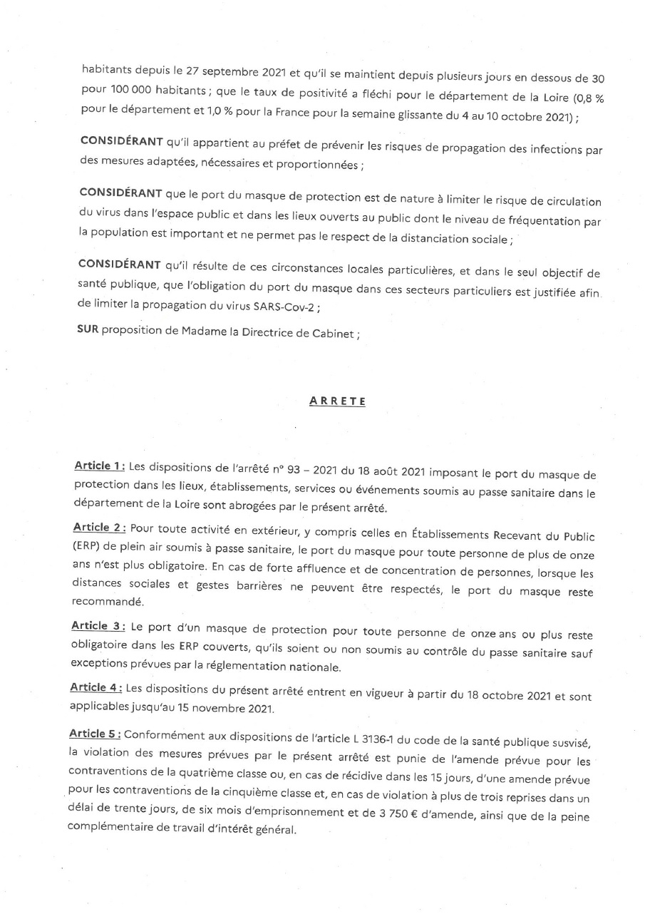 arrêté signé allègement port masque -page 2