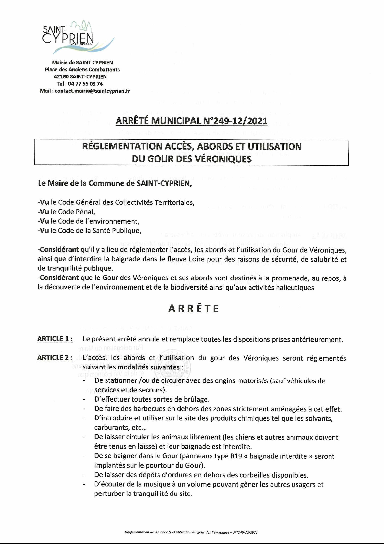 page 1 réglement gour