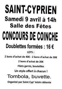 concours coinche ST CYP LOISIRS DETENTE AVRIL 2022