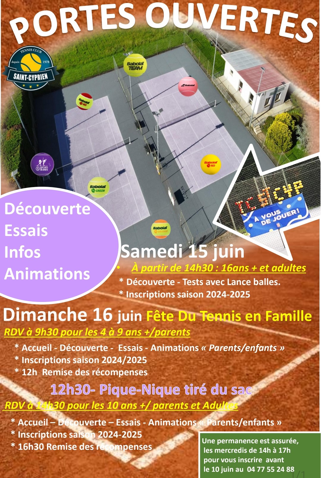 JOURNEES PORTES OUVERTES TENNIS CLUB ST CYPRIEN