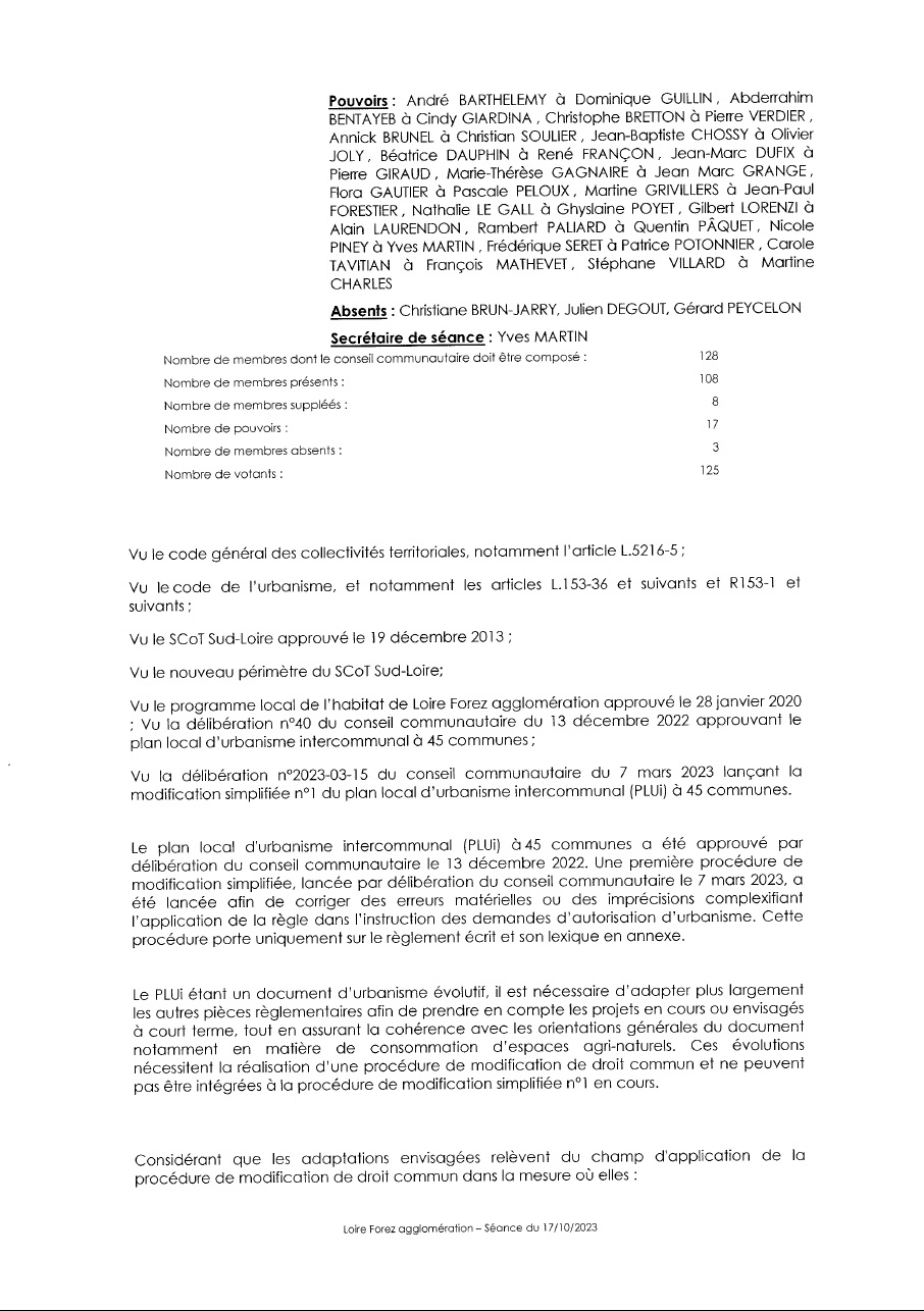 délib LFA n°2023-10-19 - lancement modification n°1 PLUi 45-2