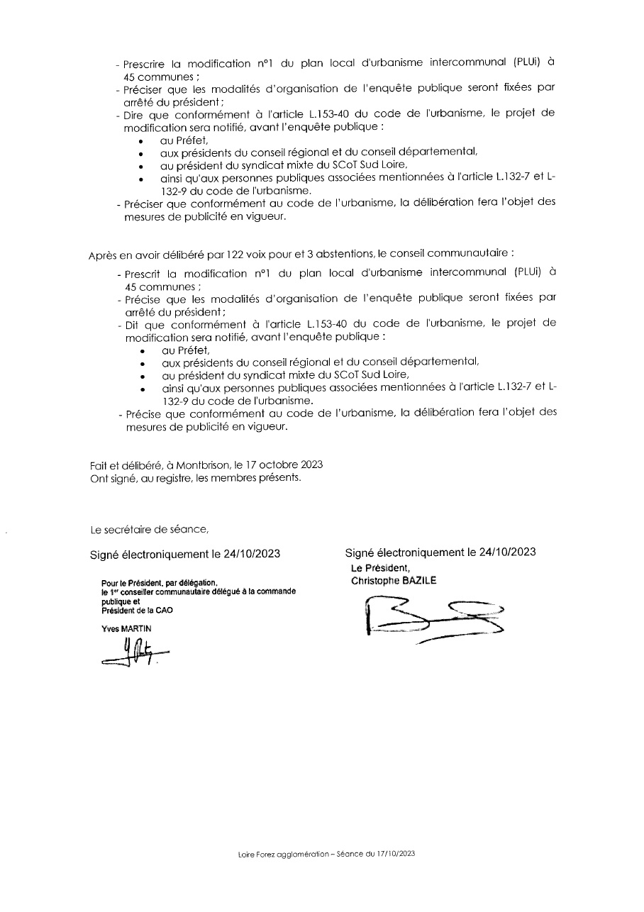 délib LFA n°2023-10-19 - lancement modification n°1 PLUi 45-4