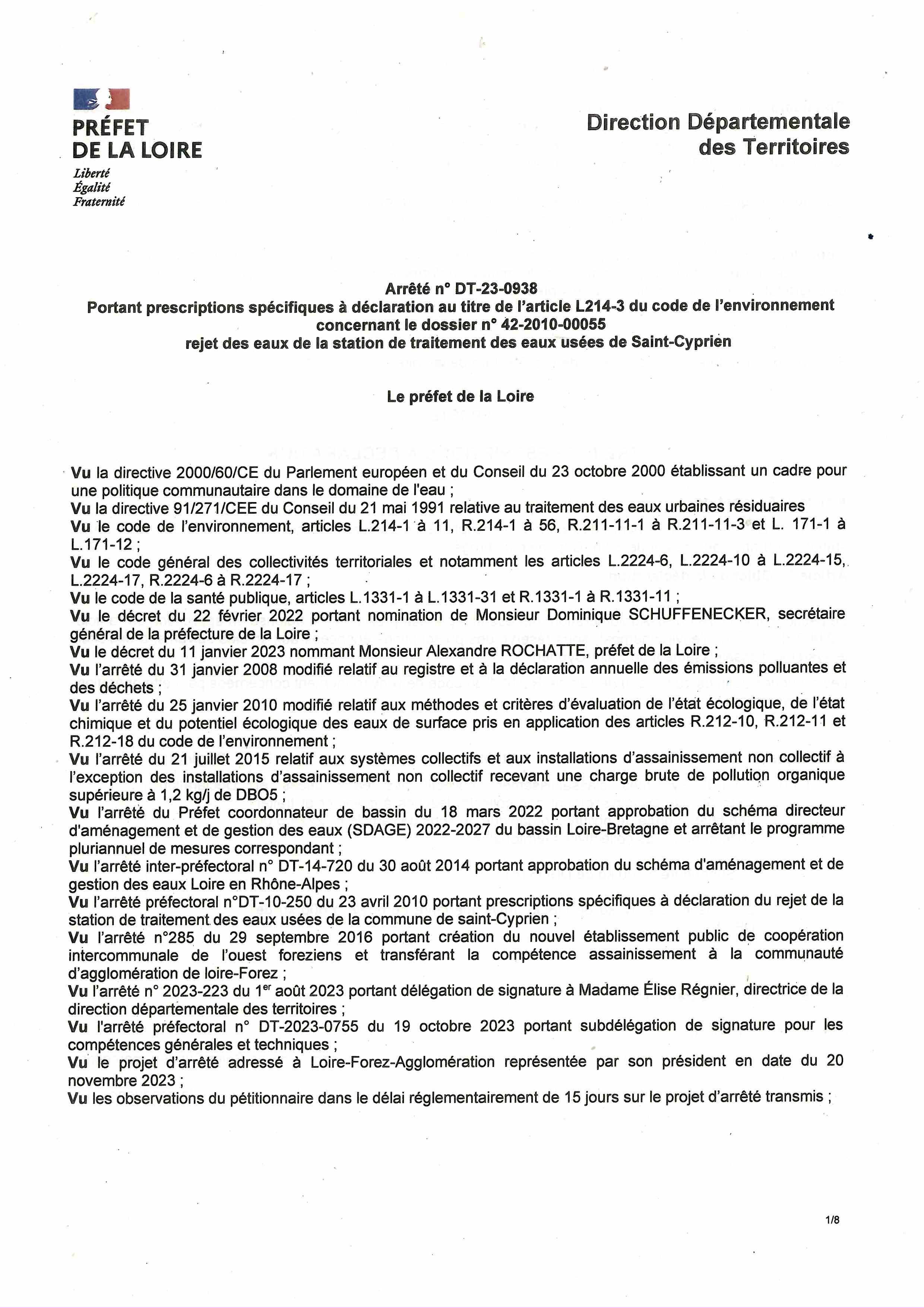 Arrêté n°DT-23-0938 rejet eaux station traitement eaux usées SAINT CYPRIEN-1 (2)