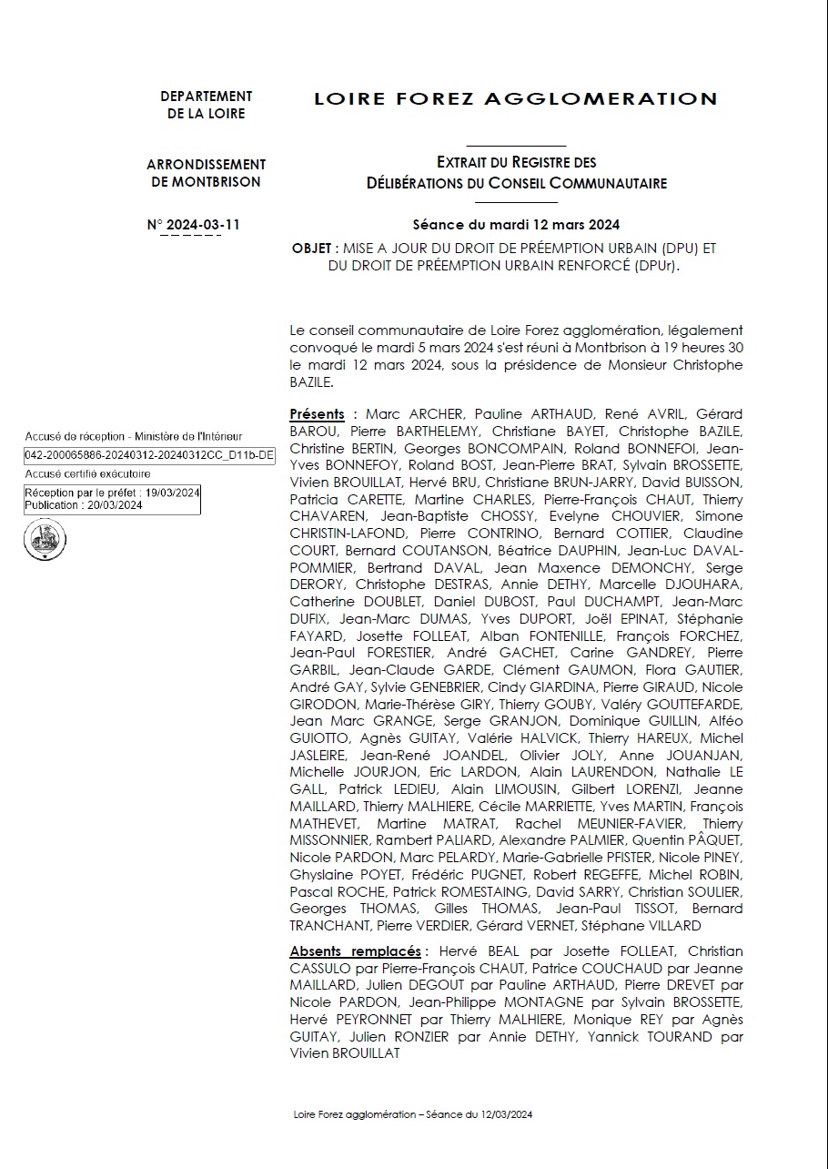 Deliberation_CC_DPU_20240312_Mise à jour du DPU et du DPUr - page 1