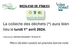 collecte déchets Week-end Pâques 2024