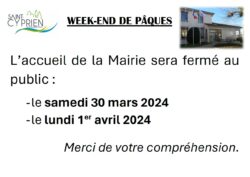 fermeture Mairie Week-end Pâques 2024