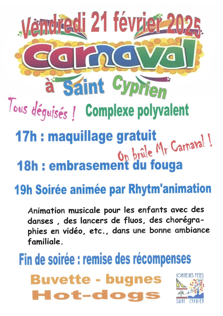 affiche carnaval 2025 comité fêtes