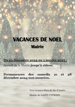 VACANCES DE NOEL 2024-2025 Mairie