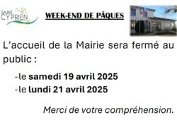 fermeture Mairie Week-end Pâques 2025