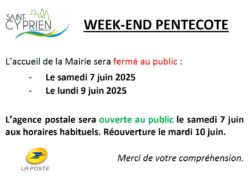 fermeture mairie Pentecôte 2025