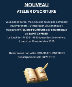 annonce atelier écriture