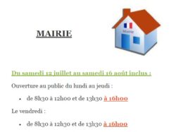 horaires Mairie Eté 2025