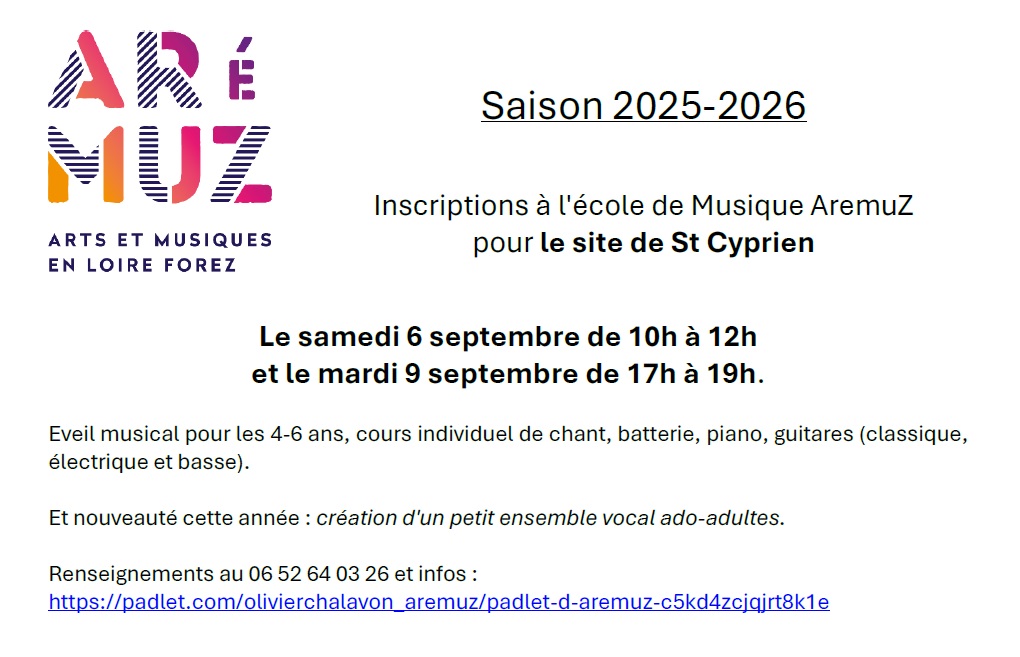 Saison 2025-2026 permanences inscriptions