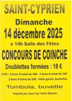 concours coinche ST CYP LOISIRS DETENTE 14-12-2025