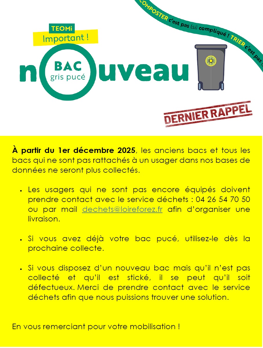 dernier rappel récupération bac pucé
