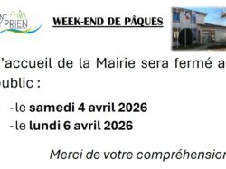 fermeture Mairie Week-end Pâques 2026