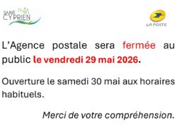 fermeture Agence postale 29-05-2026