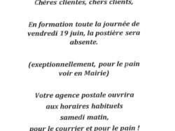 FERMETURE agence postale 19-06-2026