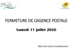 FERMETURE Agence Postale samedi 11-07