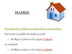 horaires Mairie Eté 2026