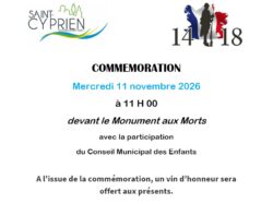COMMEMORATION 11 novembre 2026