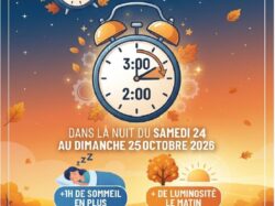 changement heure hiver 2026 avec logo mairie